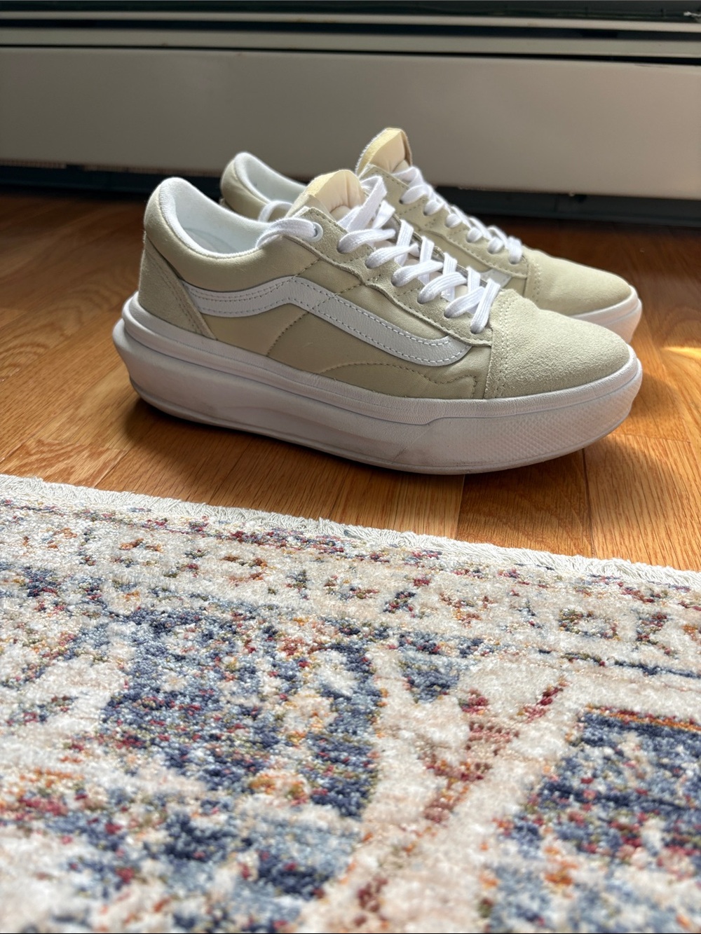 Vans Women’s Platform Old Skool Sneakers in Cream and White